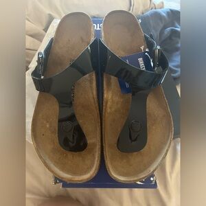 Birkenstock Black Patent Gizeh Thong Sandal